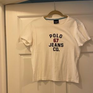 Ralph Lauren vintage unisex polo shirt, size L (runs small), white, short sleeve